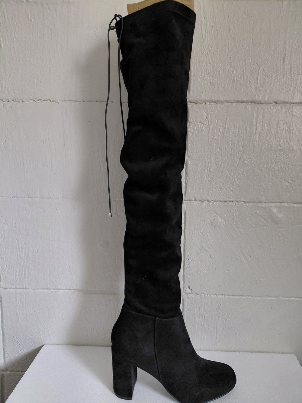 Women's Black Over-the-Knee Block Heel Boots